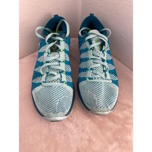 Nike Flyknit Lunar 2 Blue Aqua Running Shoes Women 620658-414 Size 8.5